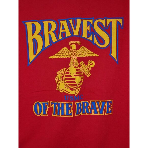 Alstyle Apparel & Activewear USMC Bravest Of The Brave Semper Fi Med Red T Shirt - Picture 4 of 10